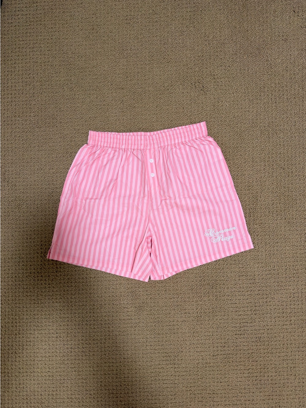 Striped Pink Elastic-Waist Bermuda Shorts